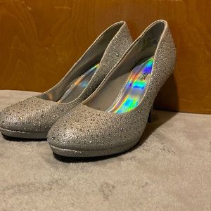 Silver Slipper Rhinestone 3 Inch Heel